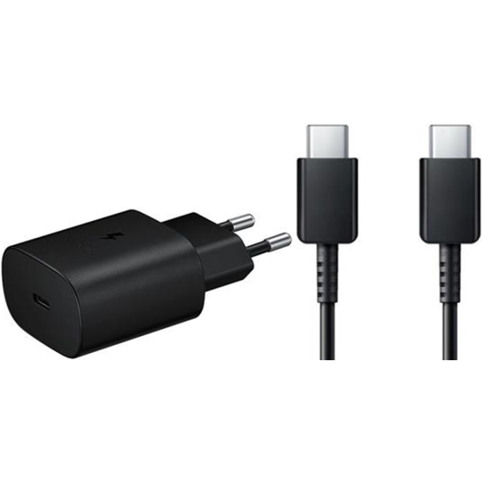 Rýchlonabíjačka Samsung EP-TA800EBE 25W USB-C + kábel Samsung EP-DA705BBE USB-C, čierna (Bulk)