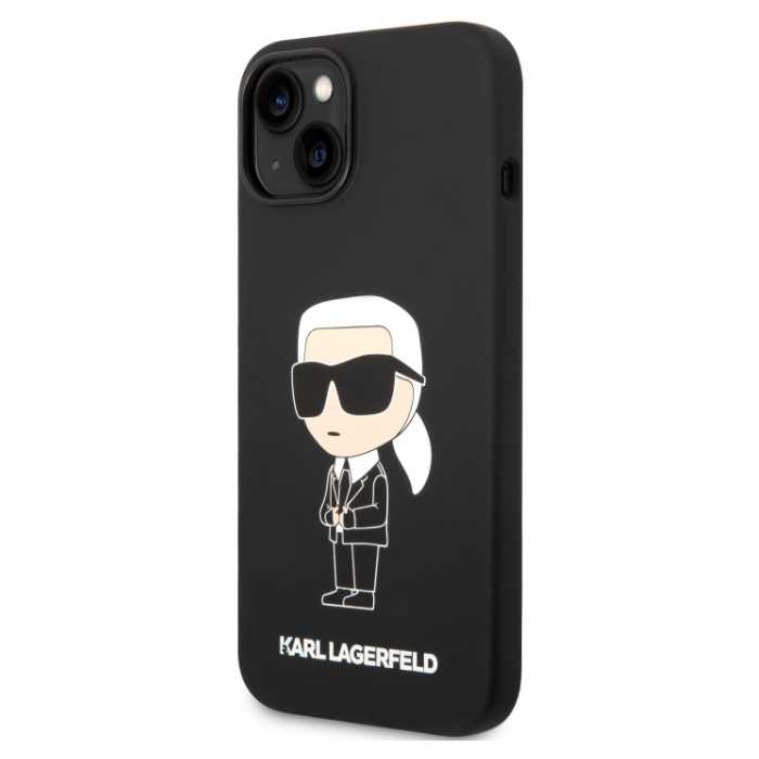 Silikónové puzdro Karl Lagerfeld na Apple iPhone 14 Plus KLHCP14MSNIKBCK Liquid Silicone Ikonik NFT čierne