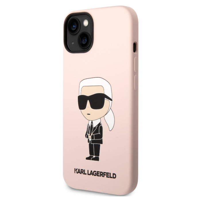 Silikónové puzdro Karl Lagerfeld na Apple iPhone 14 Plus KLHCP14MSNIKBCP Liquid Silicone Ikonik NFT ružové