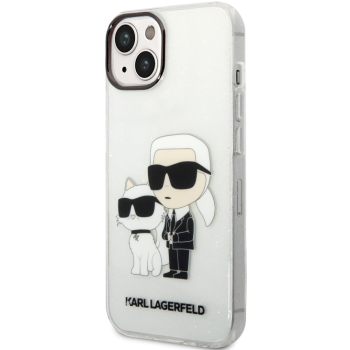 Plastové puzdro Karl Lagerfeld na Apple iPhone 14 Pro Max KLHCP14XHNKCTGT Translucent Karl and Choupette NFT transparentné