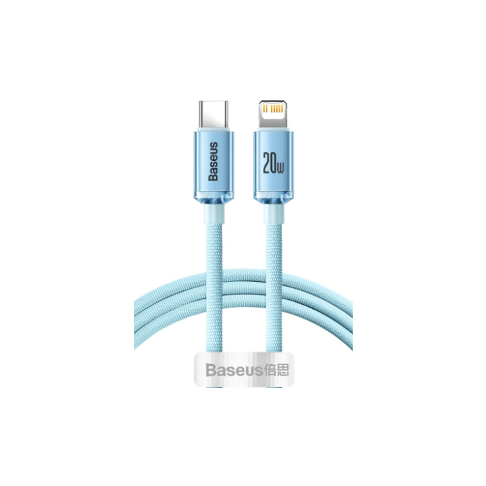 Kábel Baseus Crystal Shine Series CAJY001303, USB-C na Lightning, PD 20W, 1.2 m, modrý