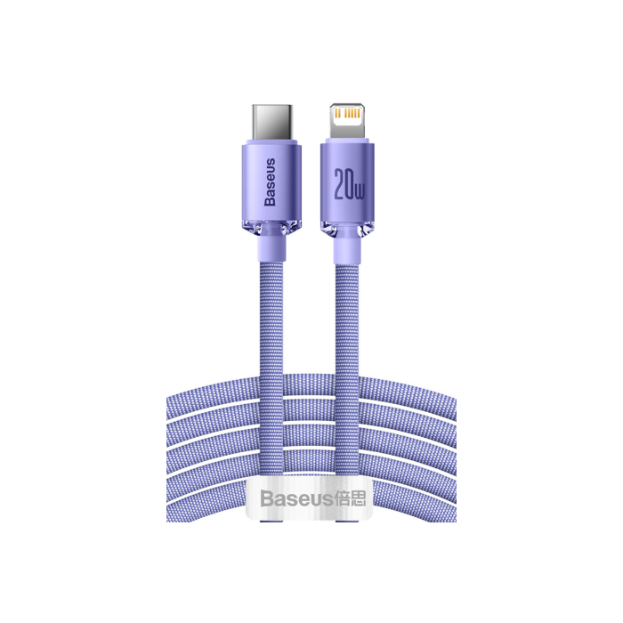 Kábel Baseus Crystal Shine Series CAJY000305, USB-C na Lightning, PD 20W, 2.0 m, fialový
