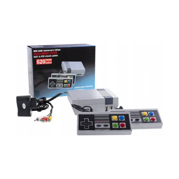 Herná konzola, AV, TV retro 620 hier, 2X ovládač, sivá