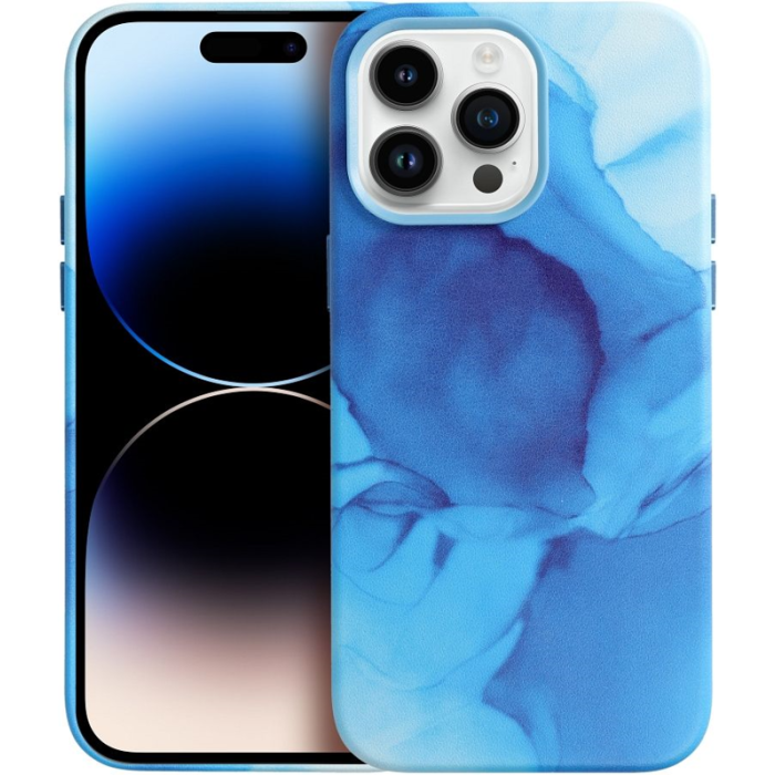 Plastové puzdro na Apple iPhone 12 Pro Max Leather Mag PU Splash modré