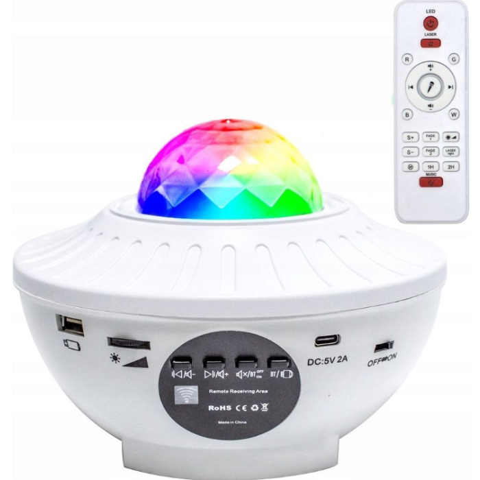 Projektorová lampa STARS BTM0504-B, bluetooth reproduktor, diaľkové ovládanie, biela