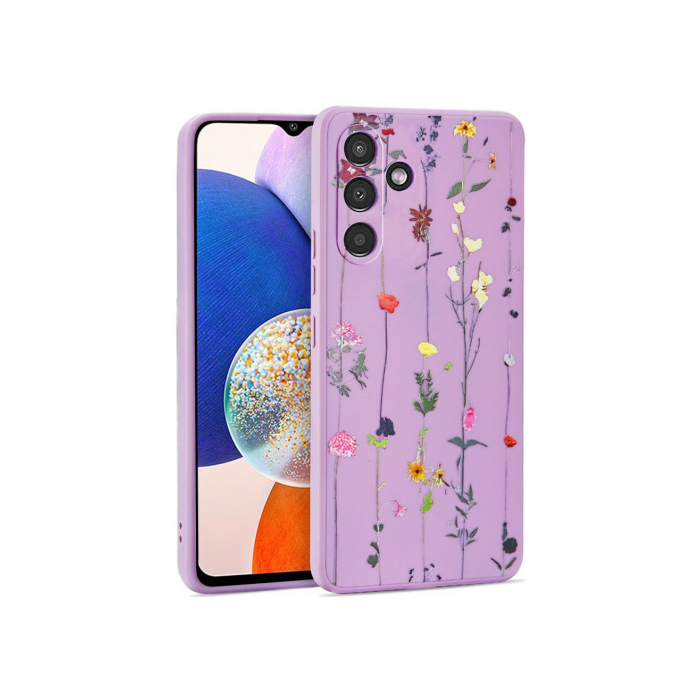 Silikónové puzdro na Samsung Galaxy A14 5G A146 Tech Protect Mood Garden fialové