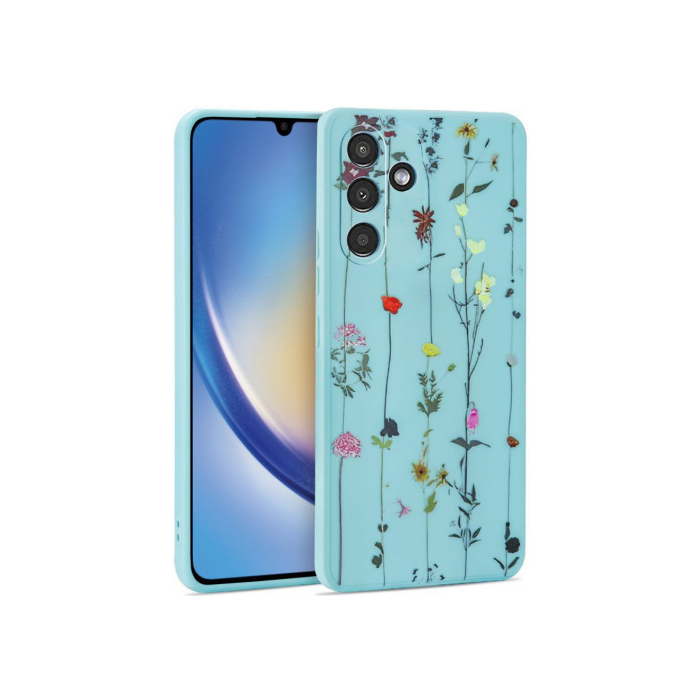 Silikónové puzdro na Samsung Galaxy A34 5G A346 Tech Protect Mood Garden modré