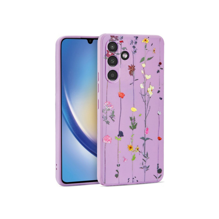 Silikónové puzdro na Samsung Galaxy A34 5G A346 Tech Protect Mood Garden fialové