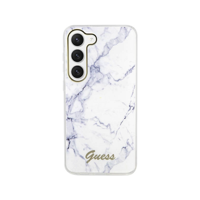 Plastové puzdro Guess na Samsung Galaxy S23 5G S911 GUHCS23SPCUMAH HC Marble biele
