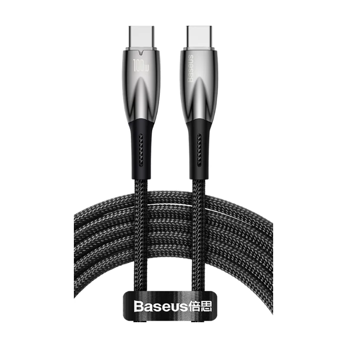 Kábel Baseus Glimmer Series CADH000801, USB-C na USB-C Power Delivery 100W, 2m, čierny