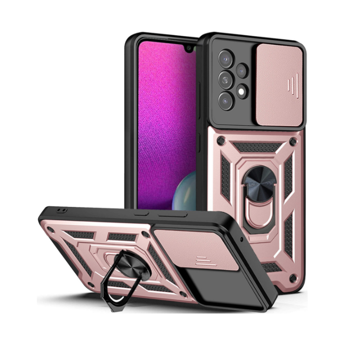 Odolné puzdro na Samsung Galaxy A33 5G A336 Camshield Ring Armor ružové