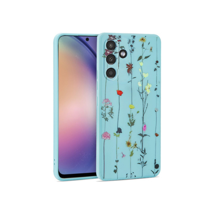 Silikónové puzdro na Samsung Galaxy A54 5G A546 Tech Protect Mood Garden modré