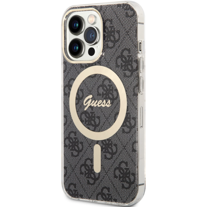 Plastové puzdro Guess na Apple iPhone 13 Pro GUHMP13LH4STK 4G IML MagSafe čierne