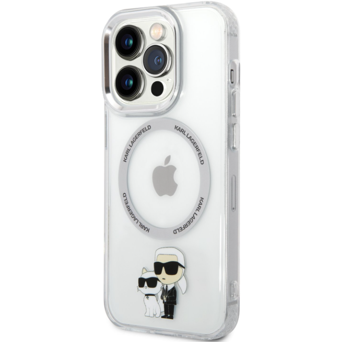 Plastové puzdro Karl Lagerfeld na Apple iPhone 13 Pro KLHMP13LHNKCIT IML Karl and Choupette NFT MagSafe transparentné