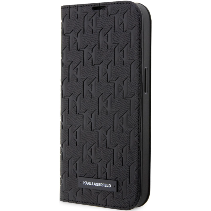 Diárové puzdro Karl Lagerfeld na Apple iPhone 13 Pro KLBKP13LSAKLHPK Saffiano Monogram Book čierne