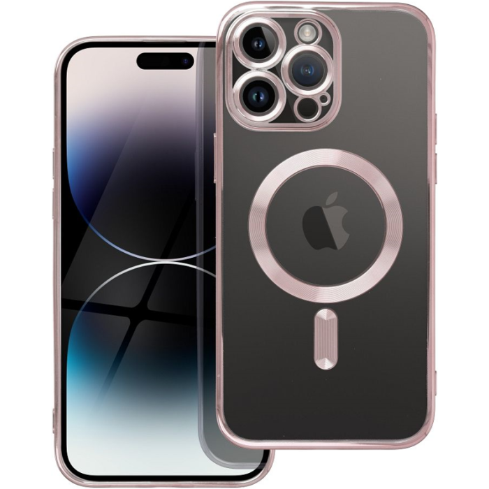 Silikónové puzdro na Apple iPhone 13 Electro Mag ružovo-zlaté