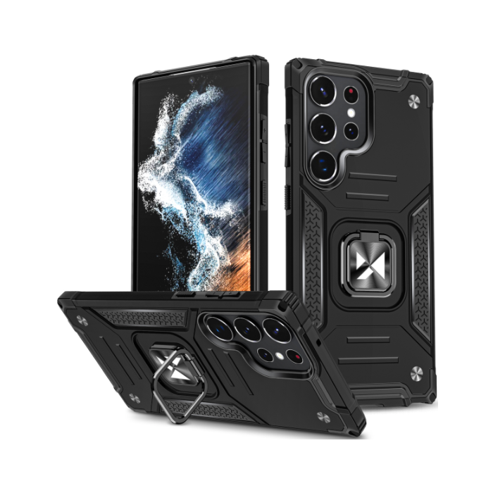 Odolné puzdro na Samsung Galaxy S23 Ultra 5G S918 Ring Armor Rugged čierne