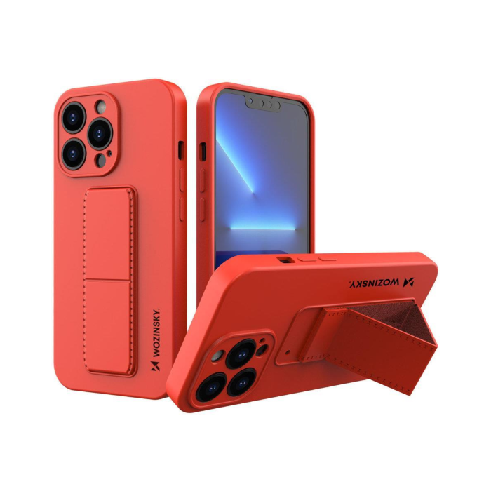 Silikónové puzdro na Apple iPhone 13 Pro Max Wozinsky Kickstand červené