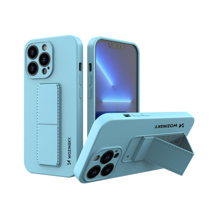 Silikónové puzdro na Apple iPhone 13 Pro Wozinsky Kickstand svetlo modré