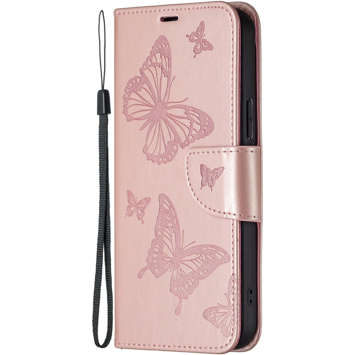 Diárové puzdro na Xiaomi Redmi Note 12S MEZZO motýle zlato-ružové