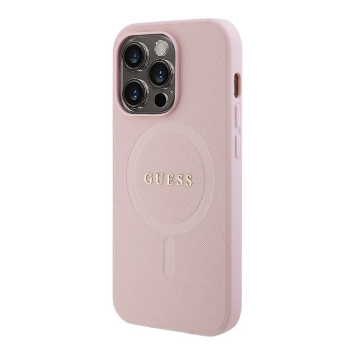 Obal Guess PU Saffiano MagSafe Apple iPhone 15 Pro GUHMP15LPSAHMCP Pink