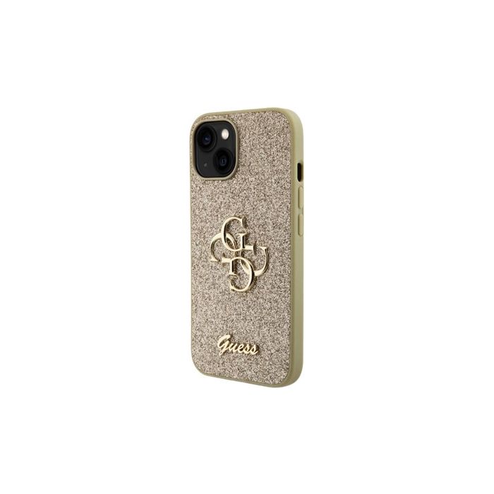 Obal Guess PU Fixed Glitter 4G Metal Logo Apple iPhone 15 GUHCP15SHG4SGD Gold