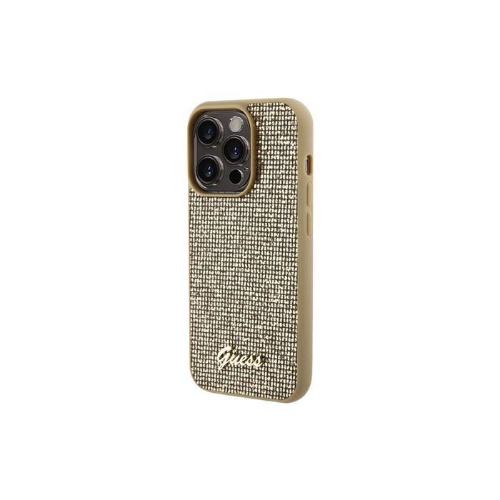 Obal Guess PU Square Mirror Script Logo Apple iPhone 15 Pro GUHCP15LPMSDGSD Gold