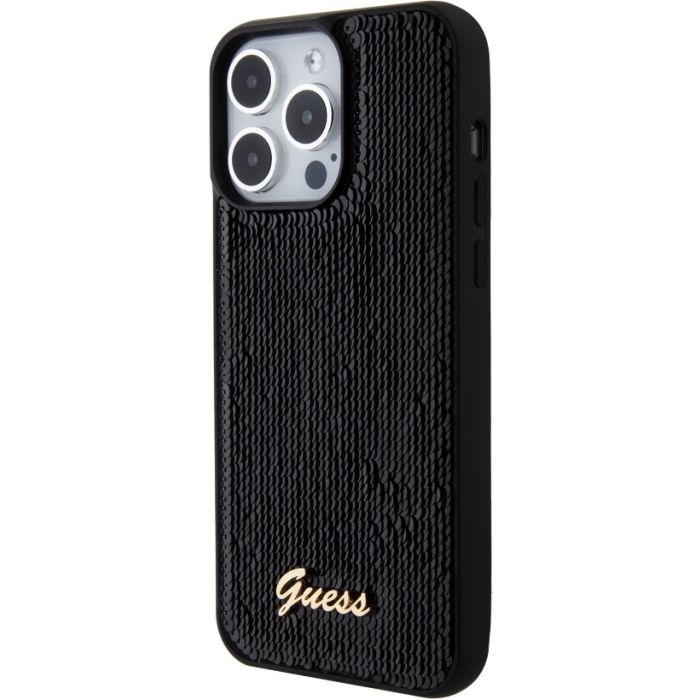 Obal Guess Sequin Script Logo Apple iPhone 15 Pro GUHCP15LPSFDGSK Black