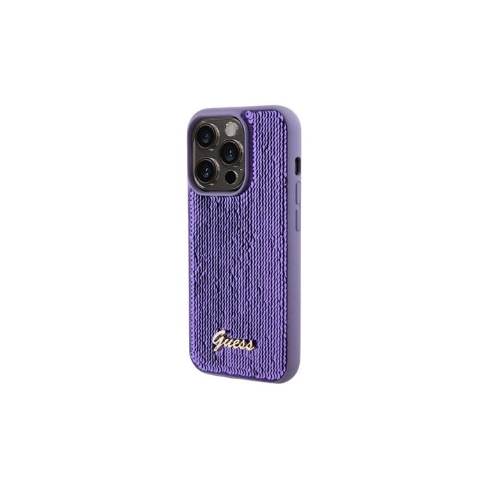 Obal Guess Sequin Script Logo Apple iPhone 15 Pro GUHCP15LPSFDGSU Purple