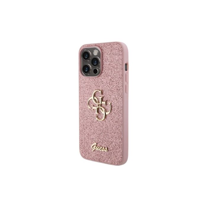 Obal Guess PU Fixed Glitter 4G Metal Logo Apple iPhone 15 Pro Max GUHCP15XHG4SGP Pink