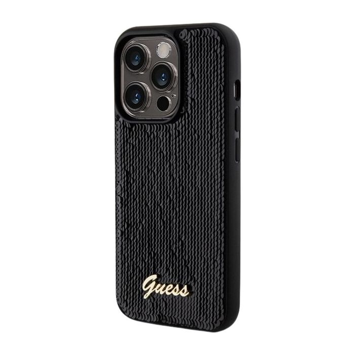 Obal Guess Sequin Script Logo Apple iPhone 14 Pro GUHCP14LPSFDGSK Black