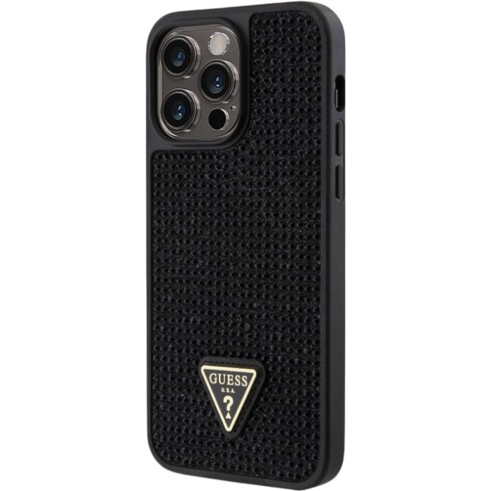 Obal Guess Rhinestones Triangle Metal Logo Apple iPhone 15 Pro GUHCP15LHDGTPK Black