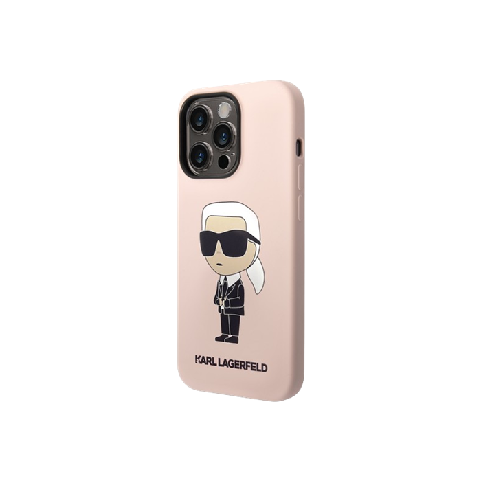 Silikónové puzdro Karl Lagerfeld na Apple iPhone 15 Pro KLHCP15LSNIKBCP Liquid Silicone Ikonik NFT ružové