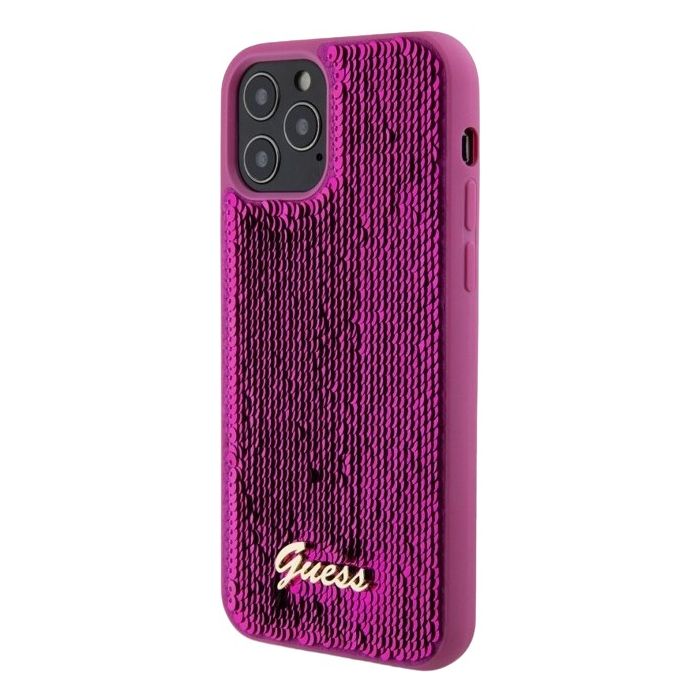 Obal Guess Sequin Script Logo Apple iPhone 12/12 Pro GUHCP12MPSFDGSF Magenta
