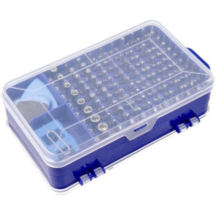 Set skrutkovačov a bitov 115 v 1 modrý