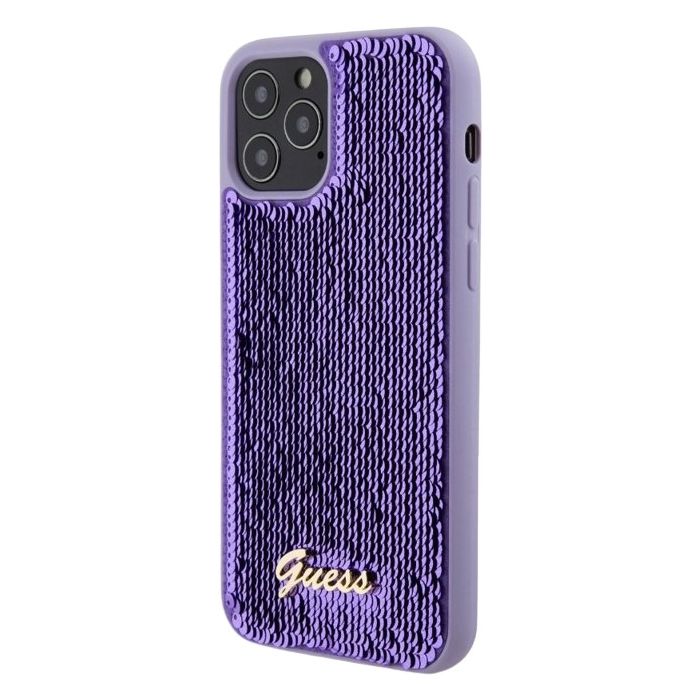 Obal Guess Sequin Script Logo Apple iPhone 12/12 Pro GUHCP12MPSFDGSU Purple
