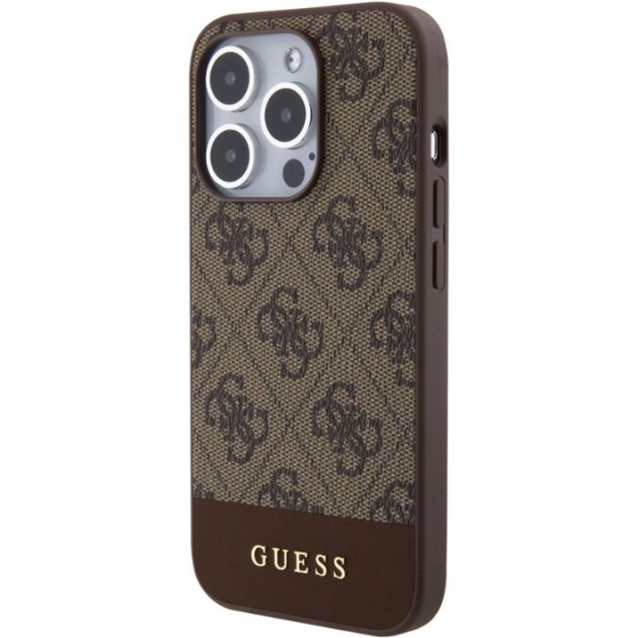 Obal Guess PU 4G Stripe MagSafe Apple iPhone 15 Pro Max GUHMP15XG4GLBR Brown