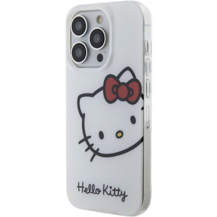 Plastové puzdro Hello Kitty na Apple iPhone 15 Pro HKHCP15LHCKHST IML Head Logo biele