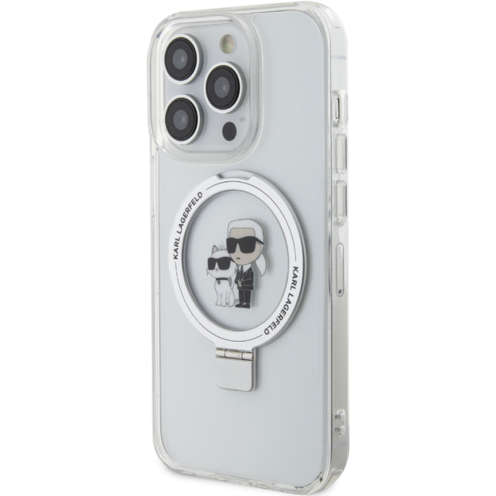 Plastové puzdro Karl Lagerfeld na Apple iPhone 15 Pro Max KLHMP15XHMRSKCH Ringstand Karl and Choupette MagSafe transparentné