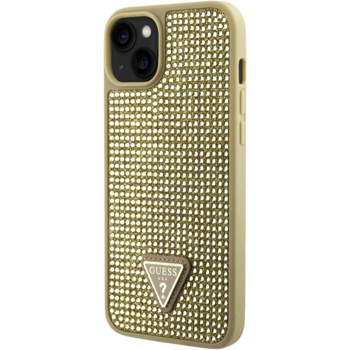 Obal Guess Rhinestones Triangle Metal Logo Apple iPhone 15 GUHCP15SHDGTPD Gold