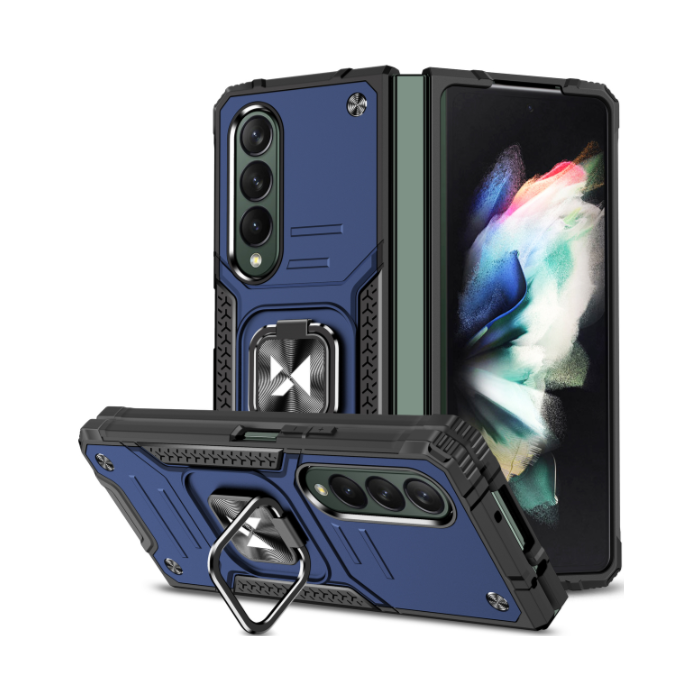 Odolné puzdro na Samsung Galaxy Z Fold4 5G F936 Ring Armor Rugged modré