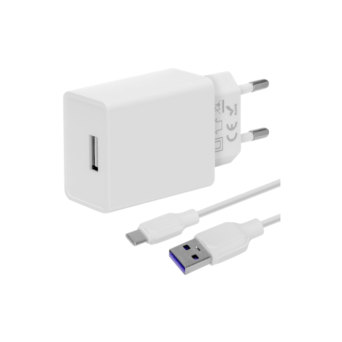 OBAL:ME sieťová nabíjačka USB-A 10W + kábel USB-A/USB-C 1m biela