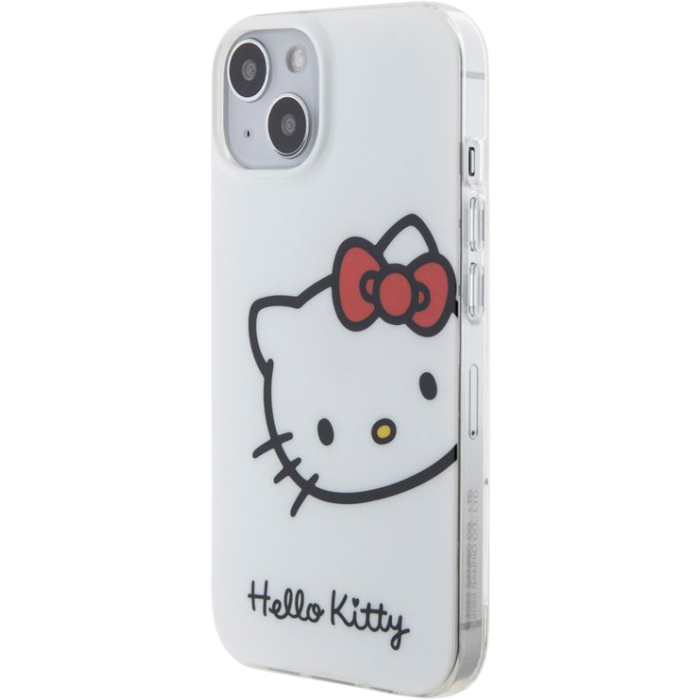 Plastové puzdro Hello Kitty na Apple iPhone 15 HKHCP15SHCKHST IML Head Logo biele