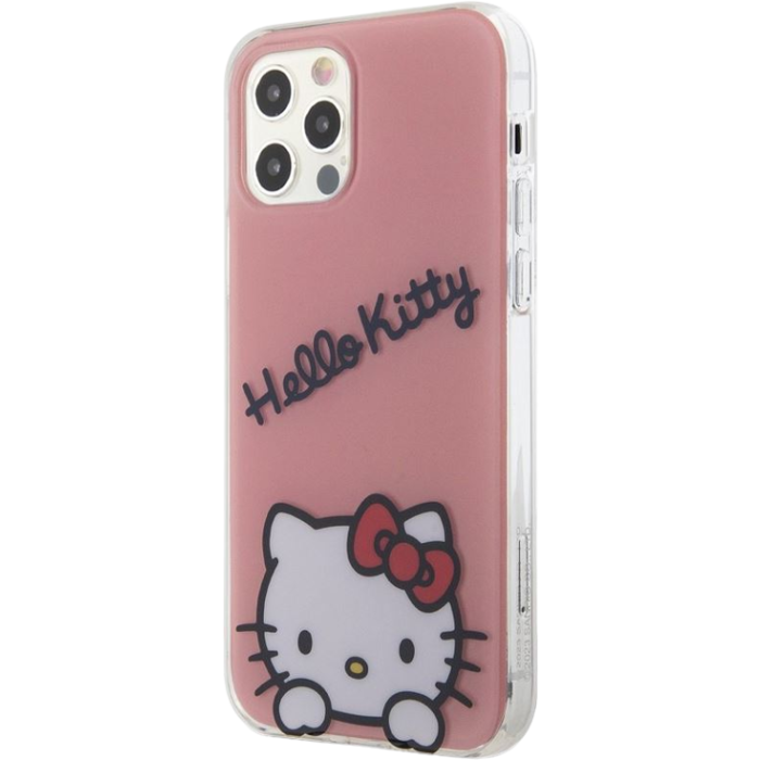 Plastové puzdro Hello Kitty na Apple iPhone 12/12 Pro HKHCP12MHKDSP IML Daydreaming Logo ružové