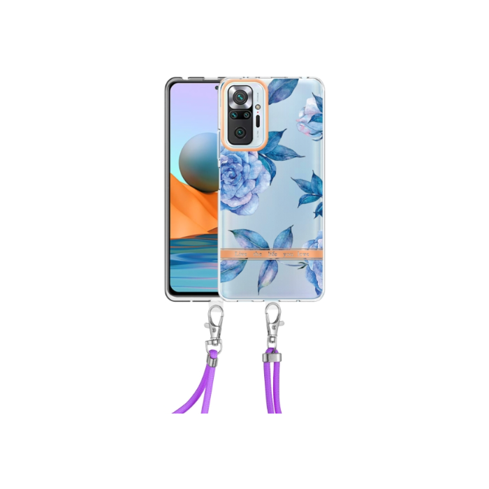 Silikónové puzdro na Xiaomi Redmi Note 10 Pro/Note 10 Pro Max Flower 2 TPU (so šnúrkou) modré