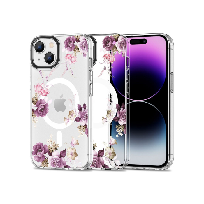 Silikónové puzdro na Apple iPhone 15 Tech-Protect MagMood MagSafe Spring Floral