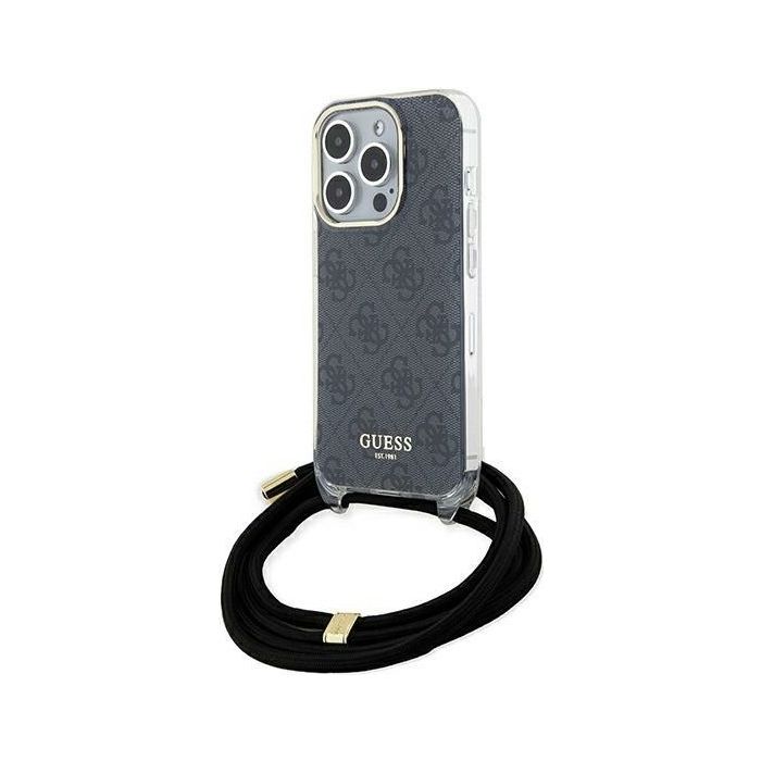 Obal Guess IML 4G Printed Crossbody Apple iPhone 15 Pro GUHCP15LHC4SEK Black