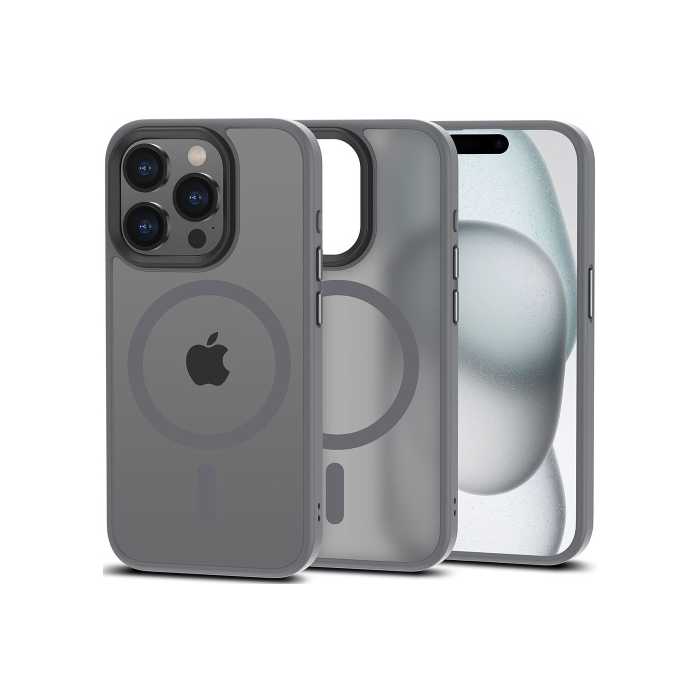 Silikónové puzdro na Apple iPhone 15 Pro Tech-Protect MagMat Silicone MagSafe matte titanium