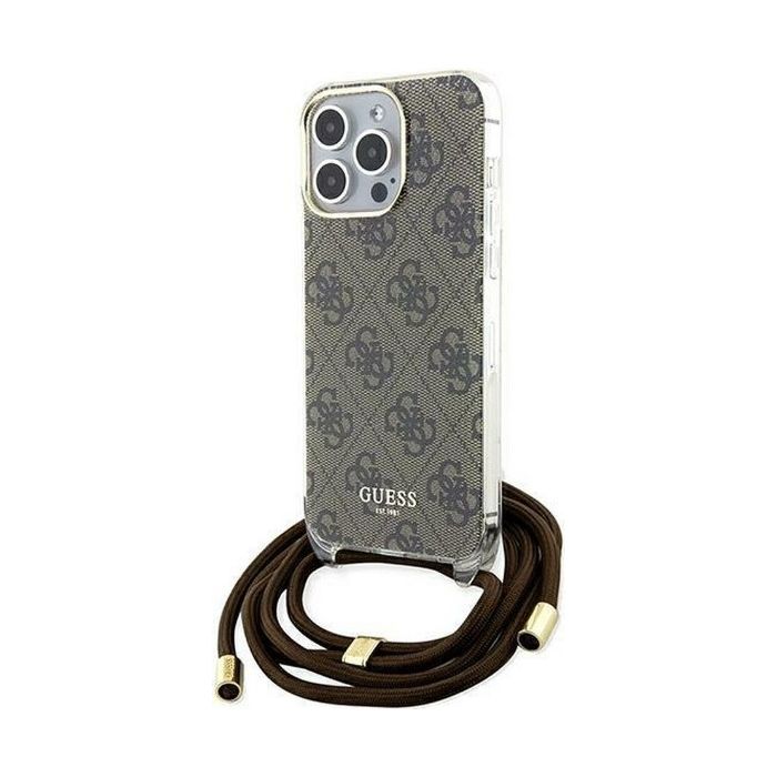 Obal Guess IML 4G Printed Crossbody Apple iPhone 15 Pro GUHCP15LH4SEW Brown