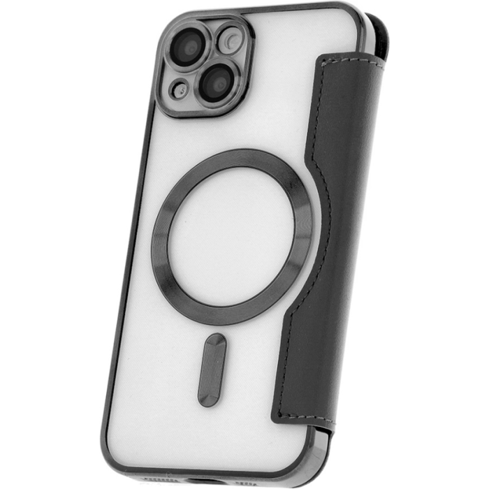 Diárové puzdro na Apple iPhone 14 Plus Smart Chrome Mag čierne